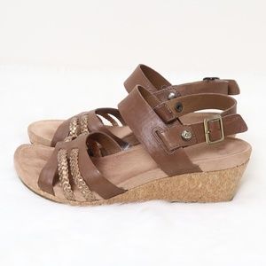 UGG Wedge Leather Braided Cork Sandals 8.5